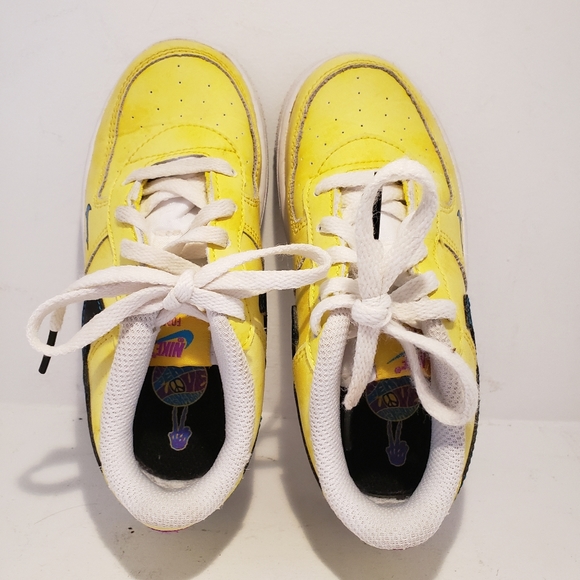 Nike | Shoes | Nike Kids Air Force Lv8 Peace Love And Basketball Yellow Black Dc732270 | Poshmark
